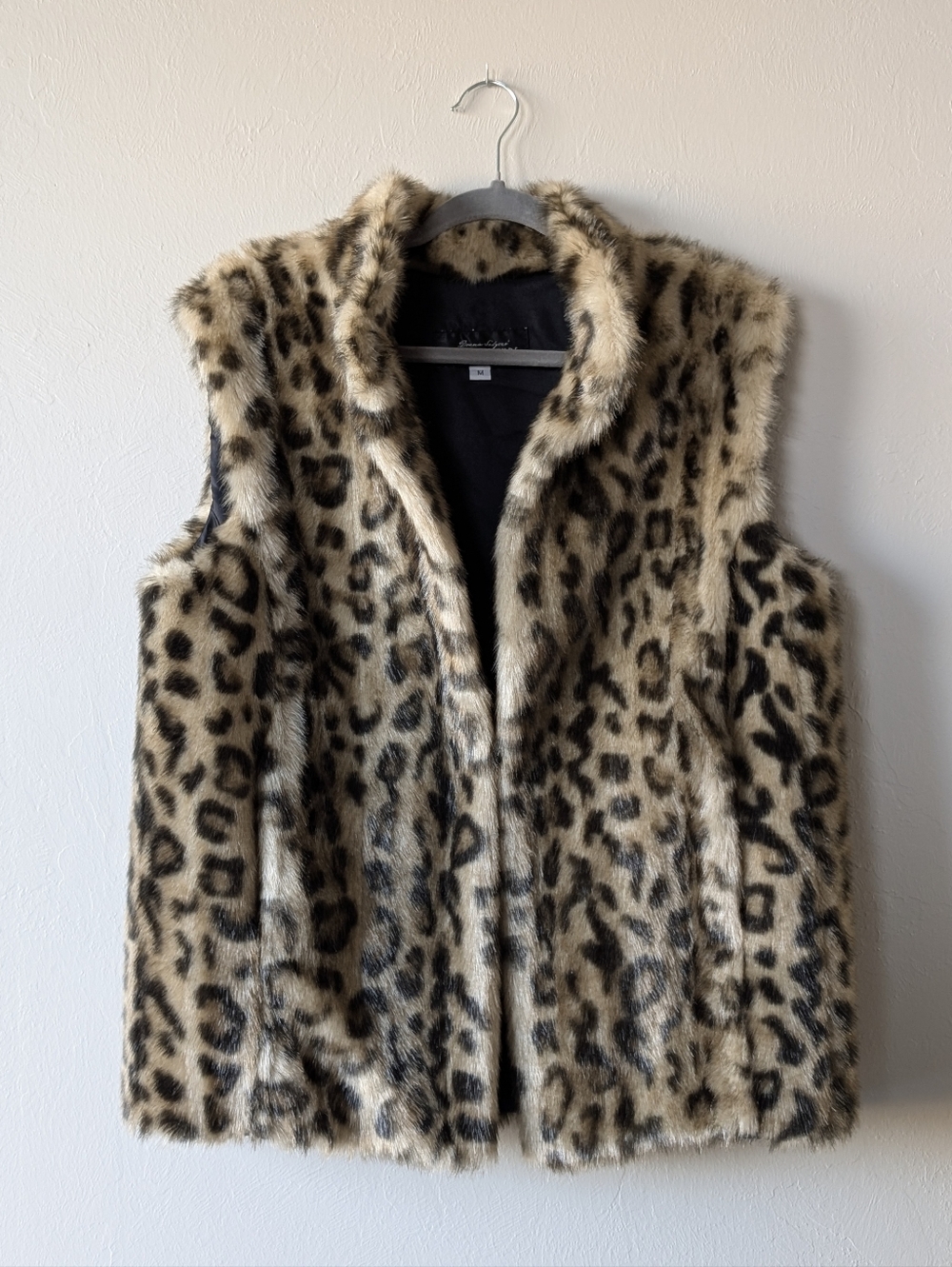Donna Salyers Fabulous Furs Leopard Faux Fur Vest Size M Mob Wife Old Money Glam